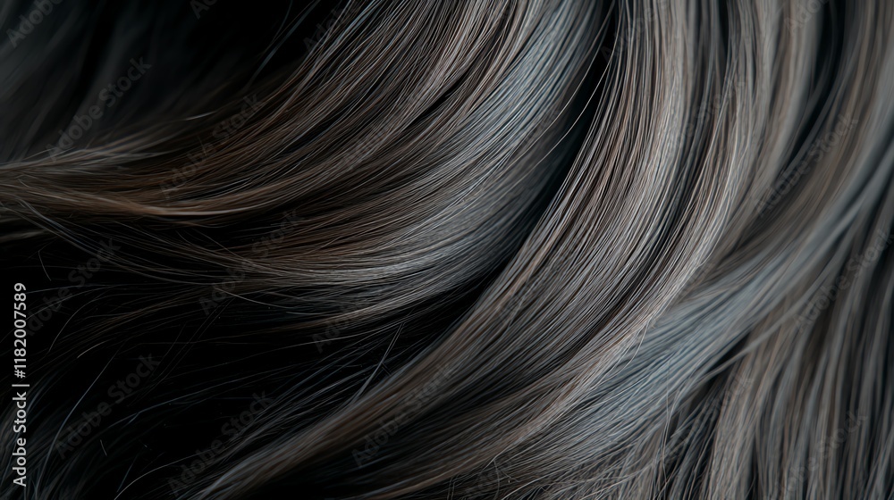 Textured curly extensions, dark brown, glowing softly on a velvet cloth