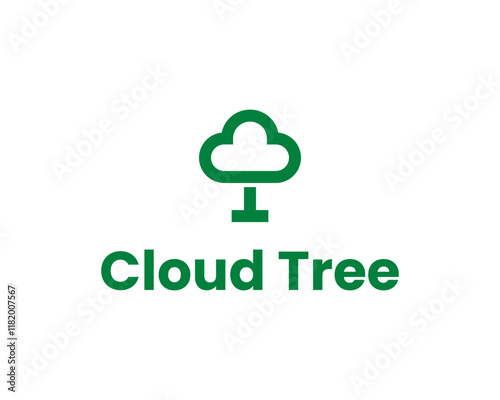 Oak Tree Ecology Cloud Sky Weather Climate Creative Simple Icon Vector Logo Design Illustration