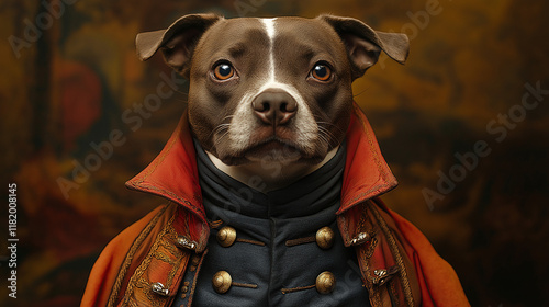 portrait of a dog in renaissance clothing