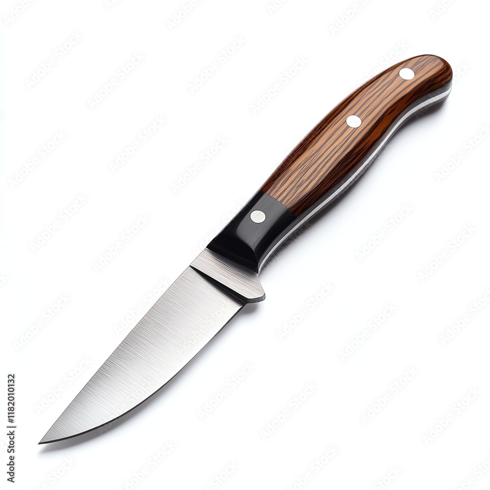 Sharp kitchen knife with a wooden handle, isolated on a white background. Sharp kitchen knife with a wooden handle, isolated on a white background.