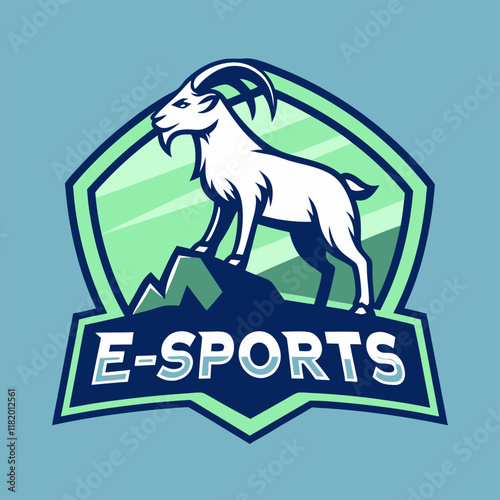 Goat badge gaming e-sport logo vector design perfect for competitive teams and esports branding