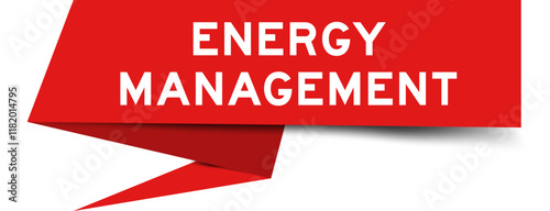 Red color speech banner with word energy management on white background