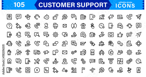 Professional & Creative Customer Support Icons. Minimalist Designs for Feedback, Call Centers, CRM, Help Desk, and Client Service Projects
