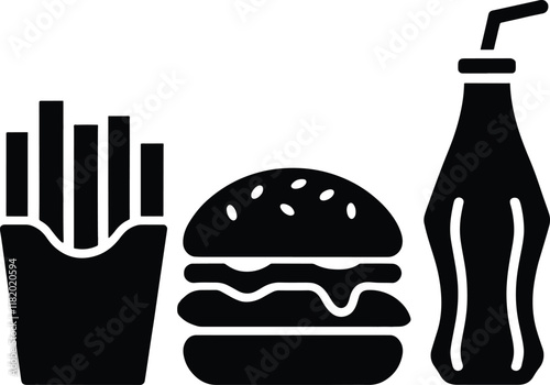 fast food and drink icon set design 