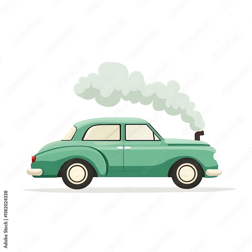 Polluting Retro Car Emits Dark Smoke Polluting Retro Car Emits Dark Smoke