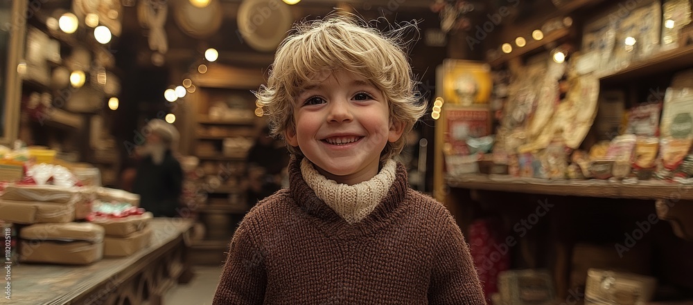 Happy child in a shop with pastries. Happy child in a shop with pastries.