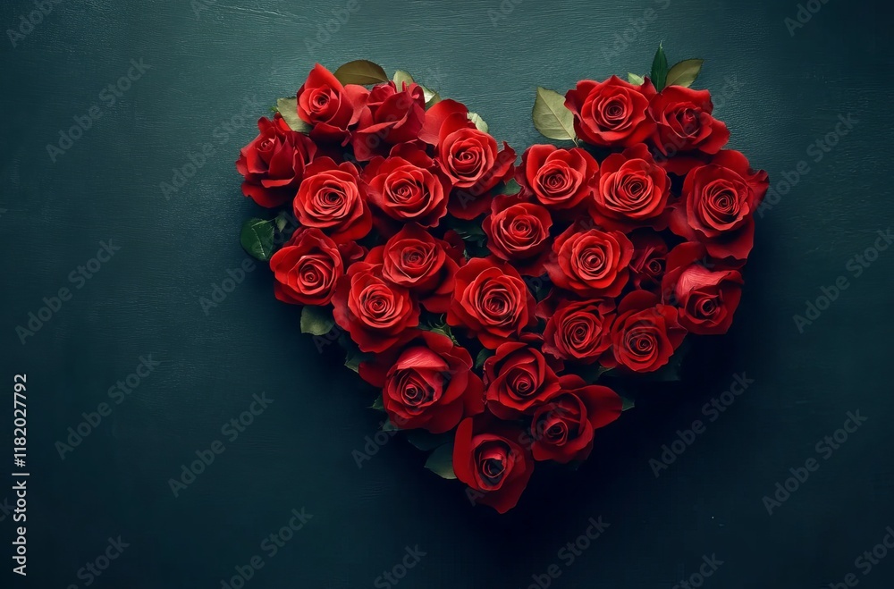 custom made wallpaper toronto digitalRed roses arranged in the shape of a heart on a dark red background, a Valentine's Day concept