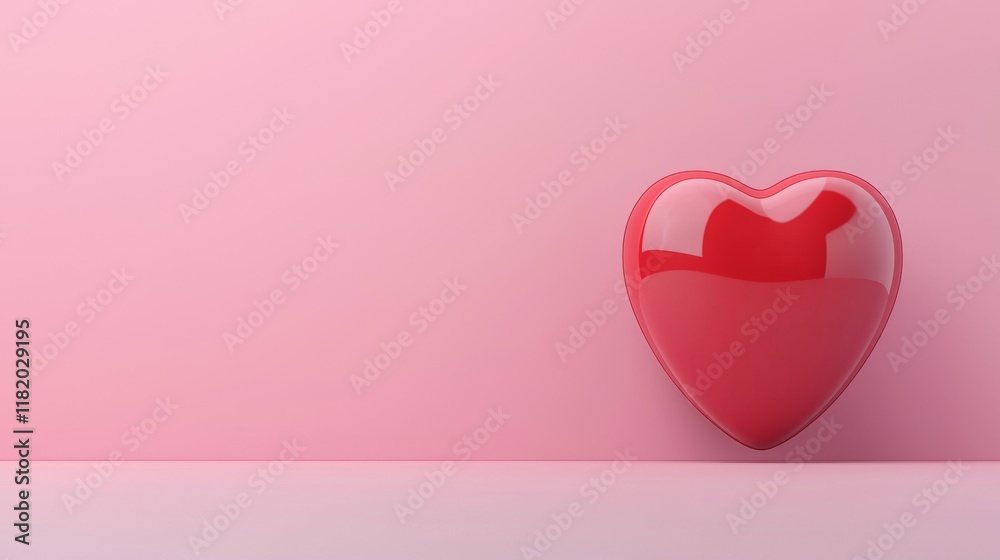 3d renderA shiny red heart sits against a soft pink background, symbolizing love and affection. 3d renderA shiny red heart sits against a soft pink background, symbolizing love and affection.