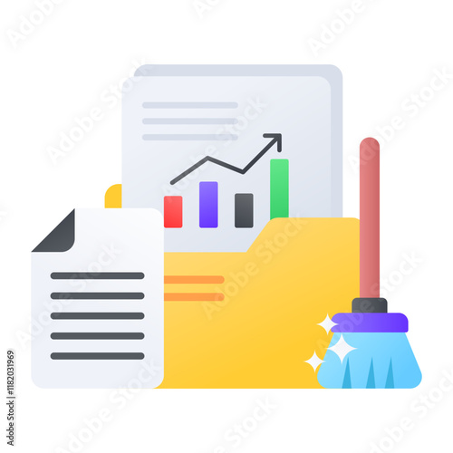 Disk fragmentation or cleanup concept, File optimization vector color icon design, Web hosting service Symbol, Computing machines Sign, Internet Application Management stock illustration