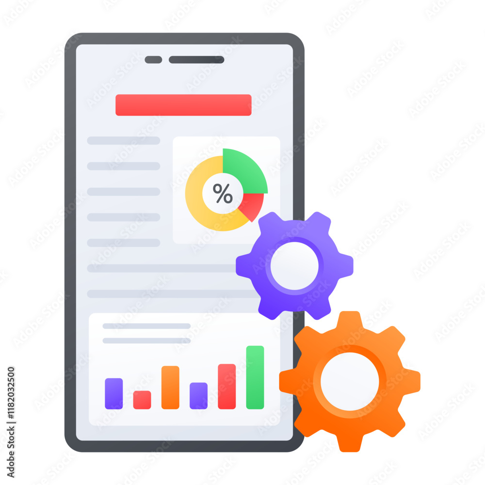 Mobile app KPI dashboard concept, Website Metrics on Home screen vector color icon design, Web hosting service Symbol, Computing machines Sign, Internet Application Management stock illustration Mobile app KPI dashboard concept, Website Metrics on Home screen vector color icon design, Web hosting service Symbol, Computing machines Sign, Internet Application Management stock illustration