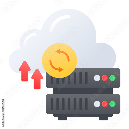 updating or rebuilding cloud servers caches concept, promising rules are changed vector color design, Web hosting service Symbol, Computing machines Sign, Internet Application Management illustration