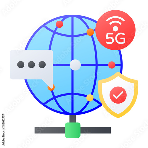 Secured 5G network connections concept, T5 Broadband Line vector color icon design, Web hosting service Symbol, Computing machines Sign, Internet Application Management stock illustration photo