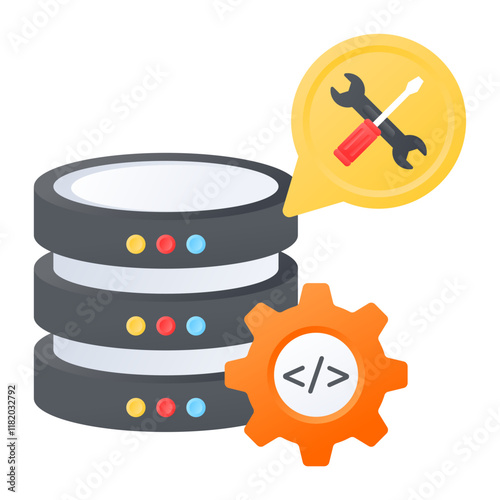 Database server configuration parameters concept, customizing db environment vector color design, Web hosting service Symbol, Computing machines Sign Internet Application Management stock illustration