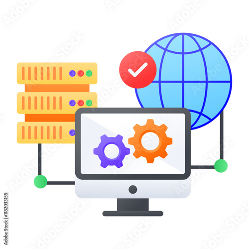 Content Delivery Network concept, Advance Track DNS vector color icon design, Web hosting service Symbol, Computing machines Sign, Internet Application Management stock illustration