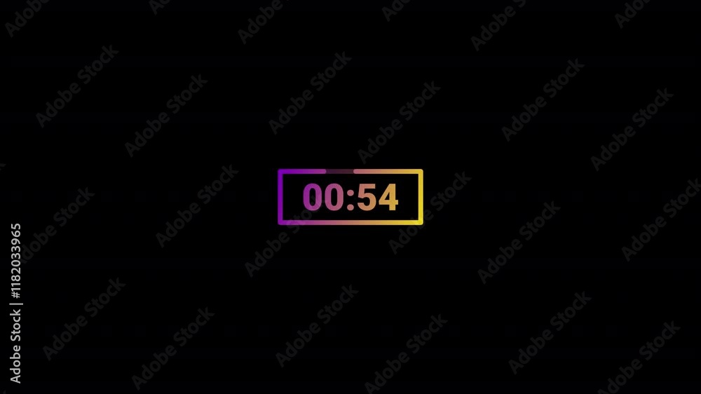 one minute countdown timer animation with alpha channel,1 minute timer from 60 to 0 seconds with transparent background 