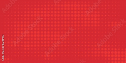 Abstract dots halftone red color pattern gradient texture with technology digital background. Pop art comics style.