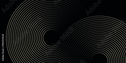 Abstract black and gold background with two circles. Suitable for banner, cover, poster, website, presentation, brochure, flyer, header