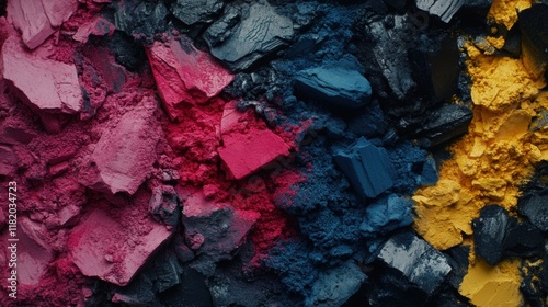 Vibrant Abstract Texture of Colored Coal and Pigments for Art Background