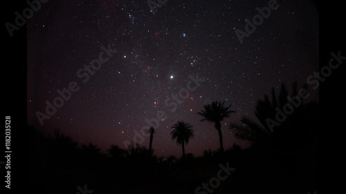 A view of the night sky in the village of Gaz in the city of Isfahan with the movement of stars