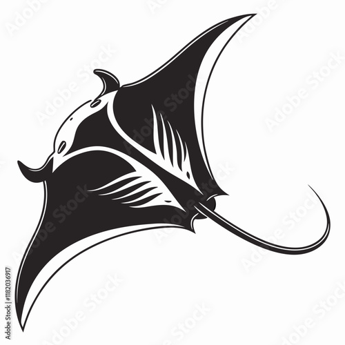 Stingray vector silhouette black design white background