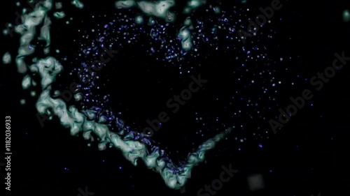 Romantic blinking particle love shape background with abstract animation and seamless motion design