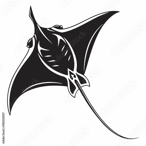 Stingray vector silhouette black design white background
