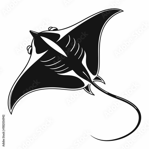 Stingray vector silhouette black design white background