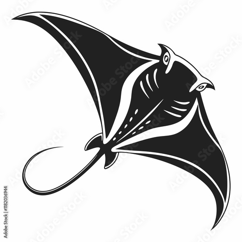 Stingray vector silhouette black design white background