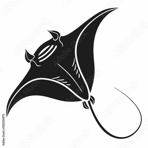 Stingray vector silhouette black design white background