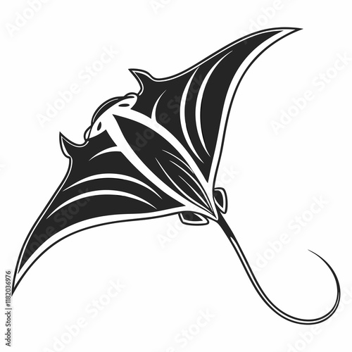Stingray vector silhouette black design white background