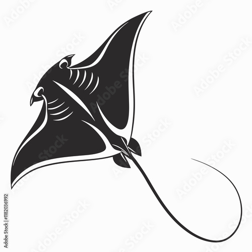 Stingray vector silhouette black design white background