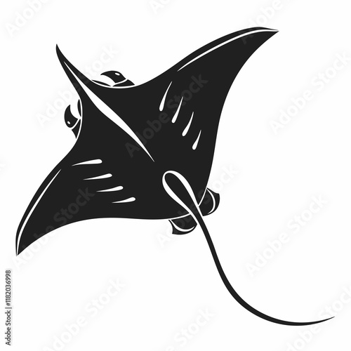 Stingray vector silhouette black design white background