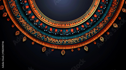 Ethnic Mandala: Circular Ornament, Geometric Pattern, Tribal Art, Vintage Background Design