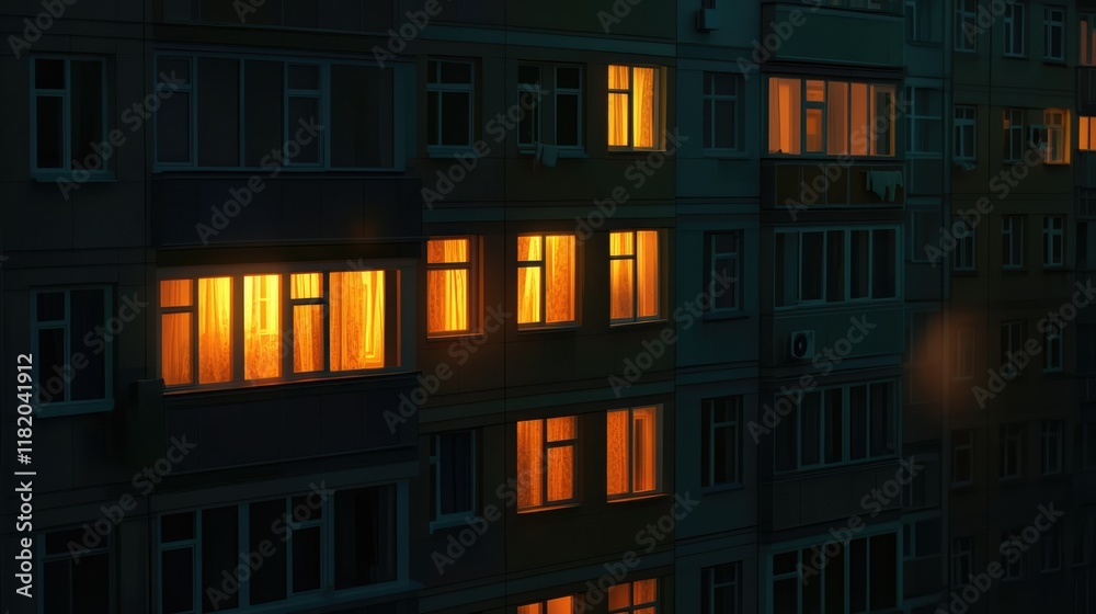 A close-up view of a multi-story apartment building facade, A close-up view of a multi-story apartment building facade,