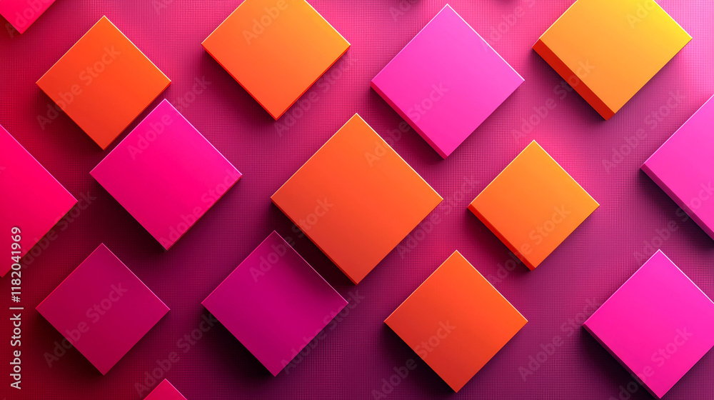 Vibrant Geometric Abstract: Pink and Orange Cubes Pattern Background Design Vibrant Geometric Abstract: Pink and Orange Cubes Pattern Background Design