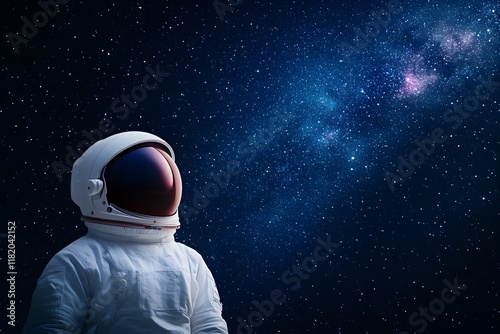 Astronaut Standing in Awe of the Vast Cosmos Under a Starry Night Sky photo