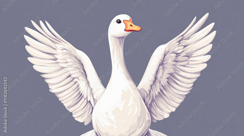 Fototapeta premium Majestic goose takes flight digital art serene background imaginative view