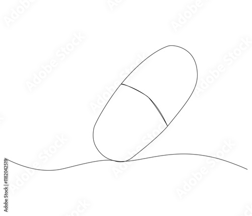 One continuous line drawing of pills medicine . Single line of pills medicine vector illustration