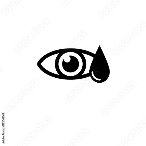 Eye with Medicine Water Drop Solid Flat Vector Icon Isolated on White Background.