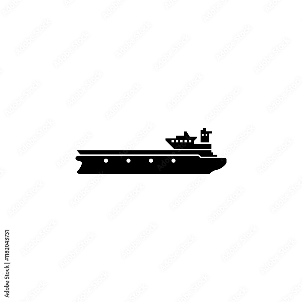 Fototapeta premium Oil tanker Ship, Gas Boat Transportation Solid Flat Vector Icon Isolated on White Background.