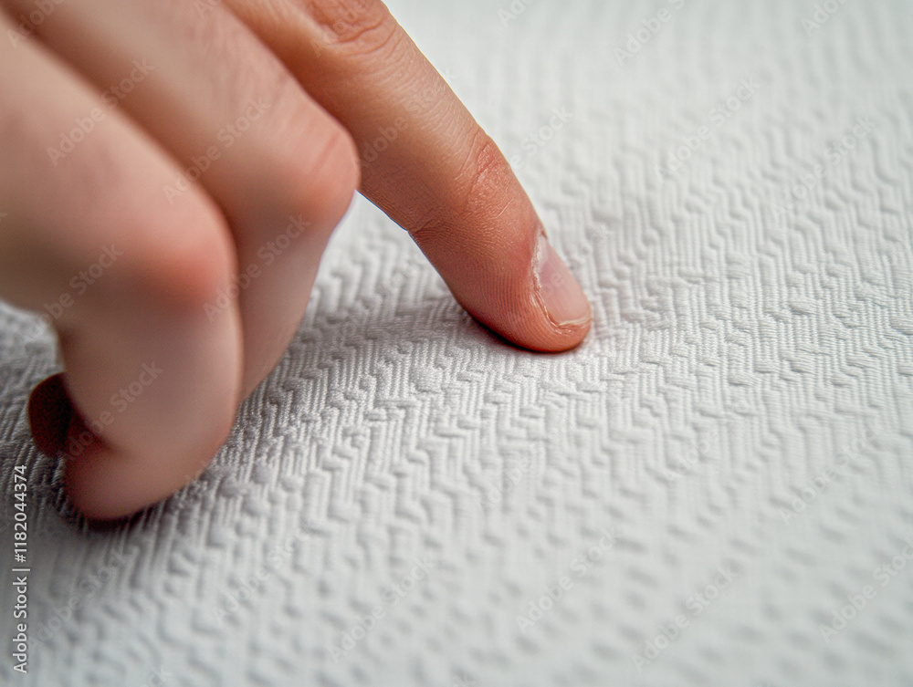 Touching texture close-up of finger on fabric indoor macro Touching texture close-up of finger on fabric indoor macro