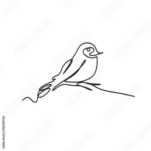One line Birds.Spring season concept in doodle style. Sketch. Garden, forest birds collection. Hand drawn vector illustration.