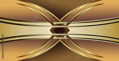 composition of empty space, curved lines and geometric abstract fields with gradations of gold, brown and black as background inspiration for visual communication design