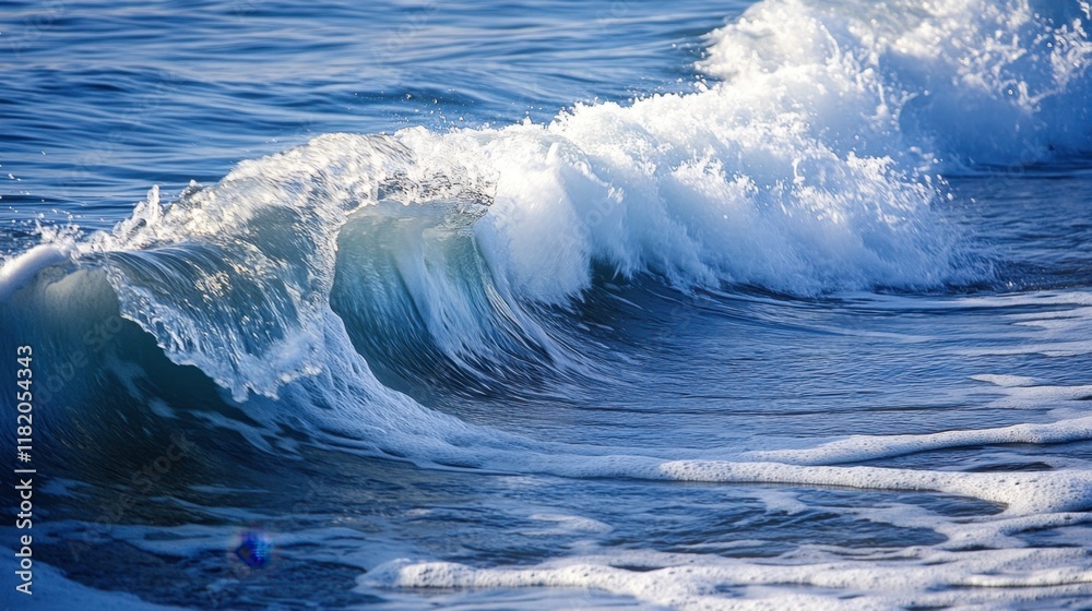 Gentle Ocean Wave Crashing on Tranquil Sandy Beach Shoreline Gentle Ocean Wave Crashing on Tranquil Sandy Beach Shoreline