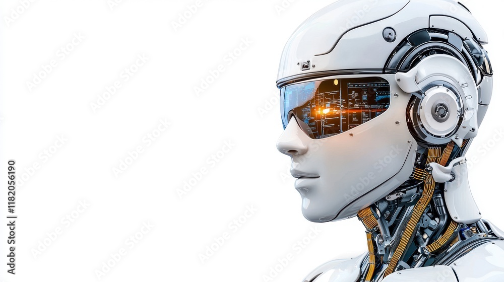Futuristic robotic head with advanced technology and sleek design Futuristic robotic head with advanced technology and sleek design