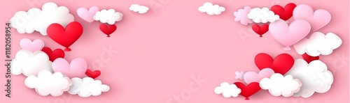 Valentine Card Holiday concept with a romantic backdrop. Love theme. Wide angle banner format