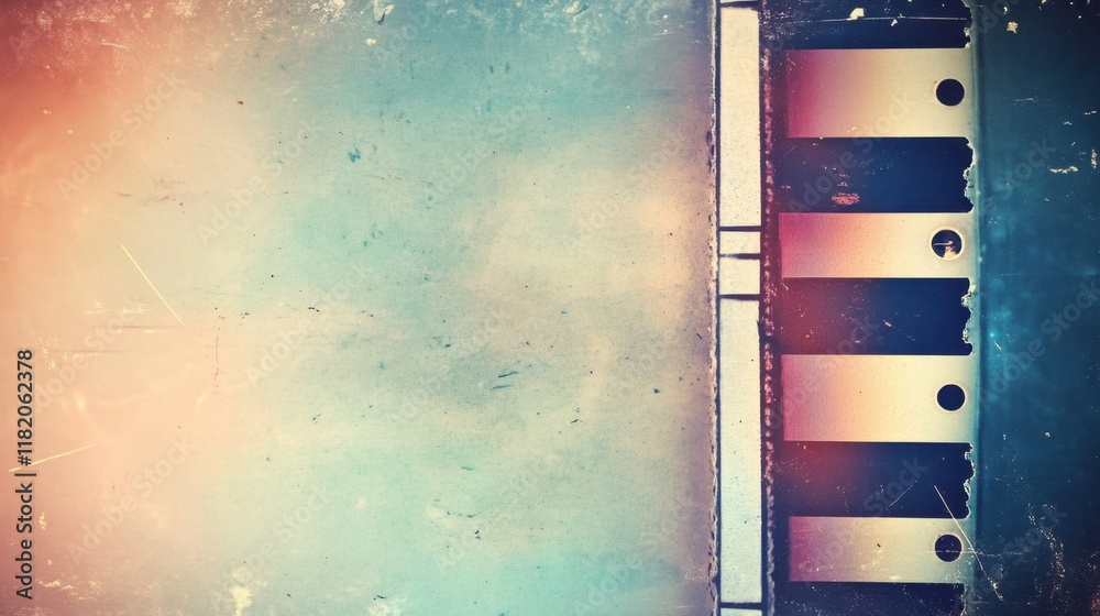 Obraz premium Vintage Film Strip Against a Grunge Background with Soft Lighting
