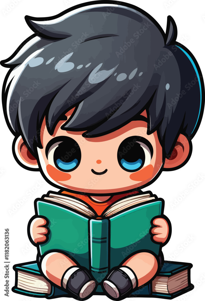 Celebrating Young Readers - Boy Surrounded by Books. Illustration of a boy celebrating World Children s Book Day, immersed in a story with countless books around him. Celebrating Young Readers - Boy Surrounded by Books. Illustration of a boy celebrating World Children s Book Day, immersed in a story with countless books around him.