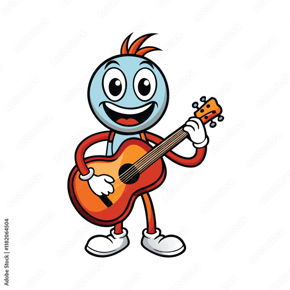 Fototapeta premium A playful vector silhouette of a musical note character with a cheerful expression,