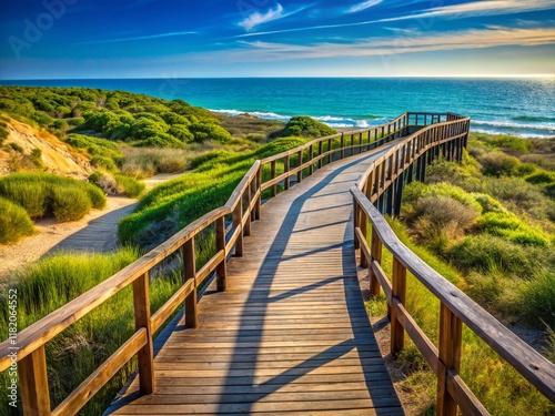 Wallpaper Mural Scenic Wooden Boardwalk Path in Dehesa de Campoamor, Spain - Coastal Summer Vacation Torontodigital.ca